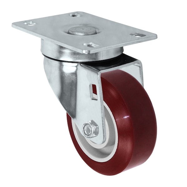 3-1/2"x1.25" Light Duty Thermo Rubber Wheel, Stainless Swivel Caste